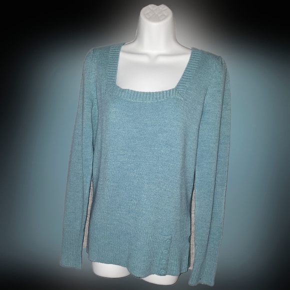 Super Soft Rickis Sz M teal square neckline sweater - Picture 1 of 6